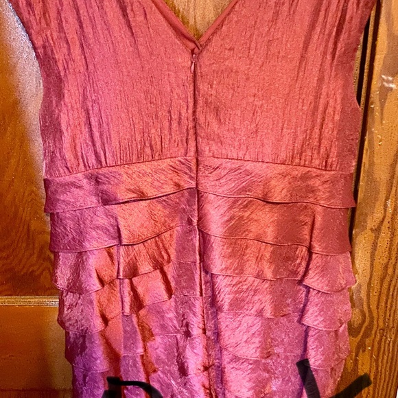 Mauve 16W sateen cocktail dress with mermaid pleats - Picture 4 of 6